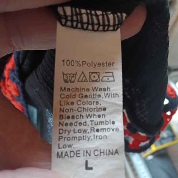 Hipster Row Beach Cover Up Black Crocheted Trim Sz. L Beach Summer - Picture 3 of 4